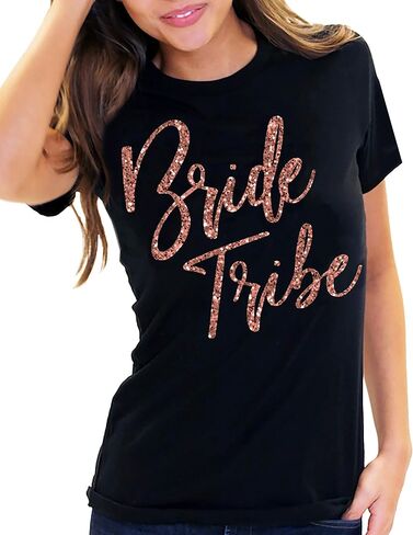 Bride & Bridal Party Shirts - Bride Tribe Wedding Tees for Bridesmaid, Maid of Honor - Rose Gold Bachelorette Party T-Shirt in Saudi Arabia