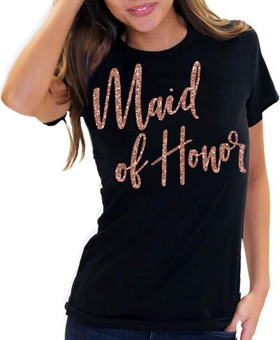 Bride & Bridal Party Shirts - Bride Tribe Wedding Tees for Bridesmaid, Maid of Honor - Rose Gold Bachelorette Party T-Shirt in Saudi Arabia
