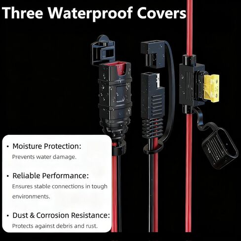 محول GC009 X-Connect SAE مناسب لملحقات شاحن بطارية NOCO، سلك نحاسي نقي 14AWG وصمام 20A، قابس مقاوم للماء، للتوصيلات السريعة بالفعل على الدراجات النارية والسيارات وATVs وUTVs (عبوة من قطعتين) in Kuwait