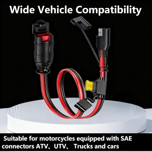 محول GC009 X-Connect SAE مناسب لملحقات شاحن بطارية NOCO، سلك نحاسي نقي 14AWG وصمام 20A، قابس مقاوم للماء، للتوصيلات السريعة بالفعل على الدراجات النارية والسيارات وATVs وUTVs (عبوة من قطعتين) in Kuwait