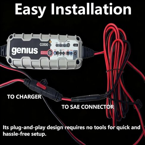 محول GC009 X-Connect SAE مناسب لملحقات شاحن بطارية NOCO، سلك نحاسي نقي 14AWG وصمام 20A، قابس مقاوم للماء، للتوصيلات السريعة بالفعل على الدراجات النارية والسيارات وATVs وUTVs (عبوة من قطعتين) in Kuwait