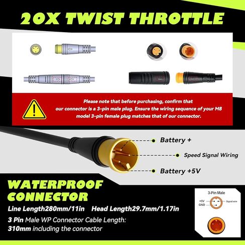 20X صمام خانق كامل 12 فولت - 72 فولت، صمام خانق للدراجة الإلكترونية للدراجات الكهربائية، دراجة جبلية، سكوتر مع موصل مقاوم للماء ومفك براغي in Kuwait