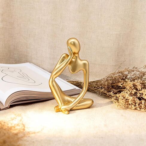 Abstract Gold Thinker Statue - Handcrafted Resin Sculpture, Modern Office Desk Home Decor for Bookshelf Coffee Table Living Room Dorm, Mother's Day Birthday Spring Gift for Men Women Art Collector in Saudi Arabia