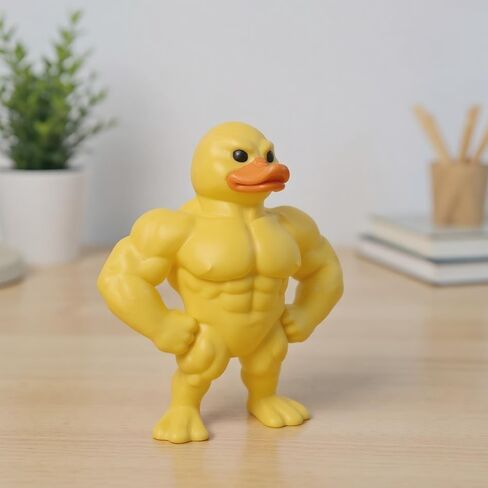 Muscle Duck Figurine, Funny Desk Decor Statue, Muscular Duck Desktop Figurine, Gifts for Gym People, Gym Decor for Men (Yellow,M) in Saudi Arabia