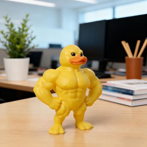 Muscle Duck Figurine, Funny Desk Decor Statue, Muscular Duck Desktop Figurine, Gifts for Gym People, Gym Decor for Men (Yellow,M) in Saudi Arabia