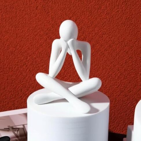 Abstract Thinker Statue, White Minimalist Abstract Sculpture Statue, Modern Art Decoration for Home Office Desk Decoration (White Style B) in Saudi Arabia