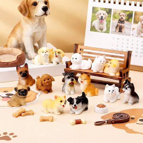 Novabright 42 Pcs Mini Dog Figurines Miniature Resin Cute Dog Hand Painted Resin Puppy in Bulk Figurine Resins Animals for DIY Moss Landscape Garden Ornament Birthday Party Home Decor in Kuwait