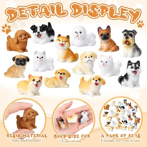 Novabright 42 Pcs Mini Dog Figurines Miniature Resin Cute Dog Hand Painted Resin Puppy in Bulk Figurine Resins Animals for DIY Moss Landscape Garden Ornament Birthday Party Home Decor in Kuwait