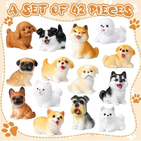 Novabright 42 Pcs Mini Dog Figurines Miniature Resin Cute Dog Hand Painted Resin Puppy in Bulk Figurine Resins Animals for DIY Moss Landscape Garden Ornament Birthday Party Home Decor in Kuwait