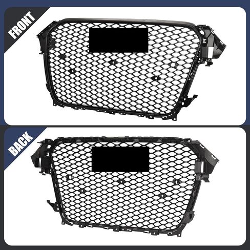 PENSUN Front Bumper Grille Matte Black RS-Honeycomb Mesh Grill Fit for Audi A4 S4 RS4 Style 2013-2016 in Saudi Arabia