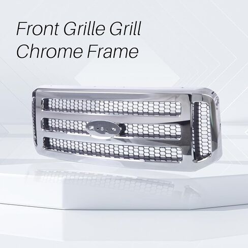 CarPartsDepot Front Grille Grill Chrome Frame With Gray Honey Comb Insert Compatible With 2005-2007 FORD F250 F350 F450 F550 FO1200456 5C3Z8200BAA in Saudi Arabia