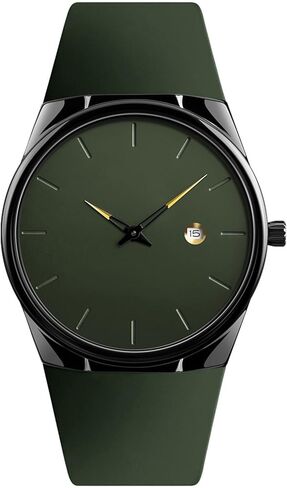 BESTKANG Men's Sports Casual Quartz Watch, 30m Water Resistant, Date Window, Alloy Case & Silicone Strap, 5 Color Options (Black/Red/Khaki/Blue/Army Green) for Everyday, Dress & Outdoor in Kuwait