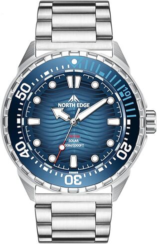 Solar Powered Dive Watch for Men, 1000FT/300M Water Resistance, Luminous Dial, Rotating Bezel, Stainless Steel Case, Japanese Movement in Saudi Arabia