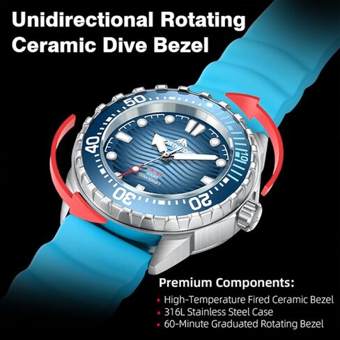 Solar Powered Dive Watch for Men, 1000FT/300M Water Resistance, Luminous Dial, Rotating Bezel, Stainless Steel Case, Japanese Movement in Saudi Arabia