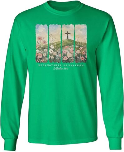 He Has Risen - Jesus Easter Day Religious Christian Long Sleeve T-Shirt in Kuwait