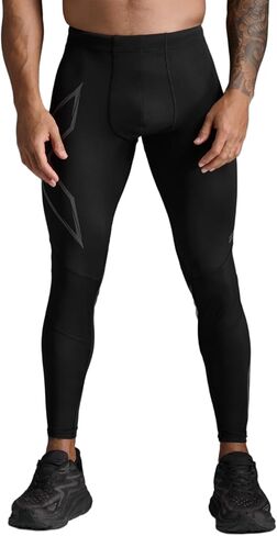 2XU Men's Ignition Shield Compression Tights - Powerful Support & Warmth - Black/Black Reflective in Kuwait