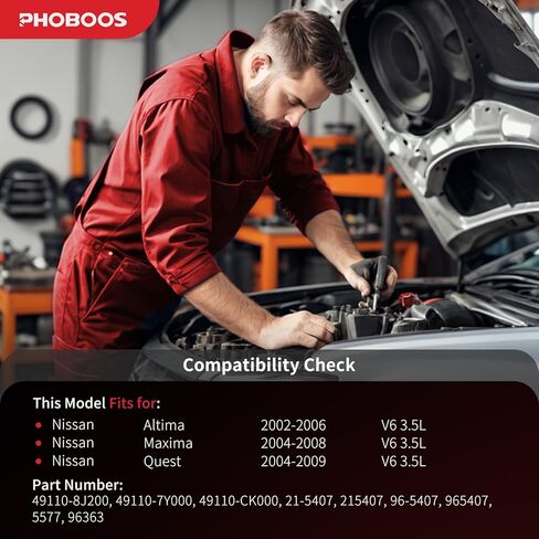 PHOBOOS Power Steering Pump Compatible with Nissan Altima 2002-2006, Maxima 2004-2008, Quest 2004-2009, V6 3.5L, with Pulley & Outlet, Smooth Steering, Low Noise, High Durability, Ref. 96-5407 in Kuwait