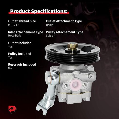 PHOBOOS Power Steering Pump Compatible with Nissan Altima 2002-2006, Maxima 2004-2008, Quest 2004-2009, V6 3.5L, with Pulley & Outlet, Smooth Steering, Low Noise, High Durability, Ref. 96-5407 in Kuwait