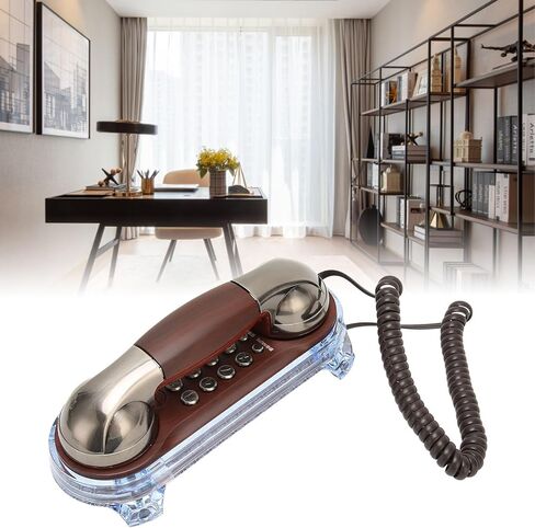 Retro Wall Mounted Telephone, Old Fashion Classic Vintage Telephone with Bottom Light, Desk or Wall Mount Corded Home Phone for Home School Office Hotel (Silver) in Saudi Arabia