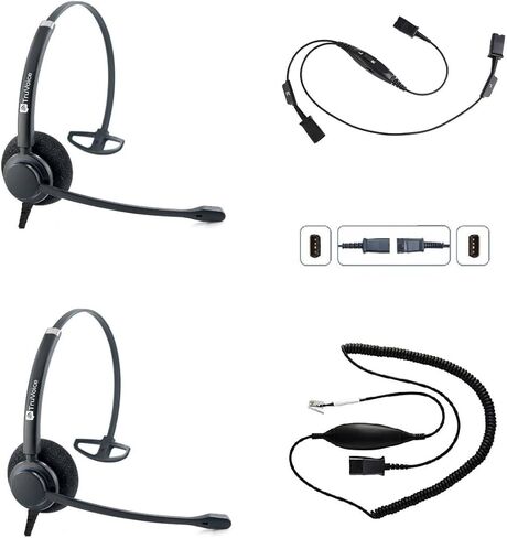 TruVoice HD-100 Headset Training Bundle for Phones | Agent Supervising, Coaching for Office and Call Center | Compatible with All Telephones with H/S Port Including Polycom Mitel Cisco Avaya Yealink in Kuwait