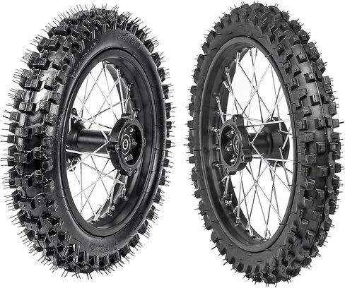 TDPRO Front 60/100-14 and Rear 80/100-12 Wheel Disc Brake Tires Rim With 12mm Bearing for Pit Dirt Bike in Kuwait
