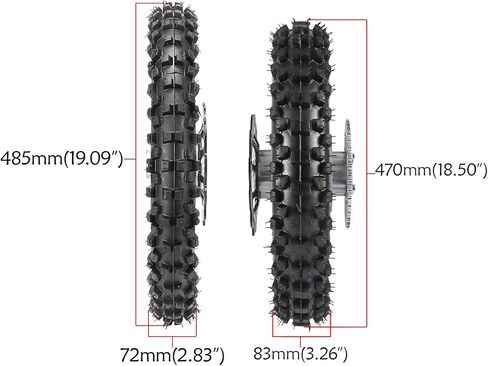 60/100-14 Front & 80/100-12 Rear Wheel Tire Rim With 12mm Bearing & Sprocket and Brake Disc Rotor Assembly for Dirt Pit Bike in Kuwait