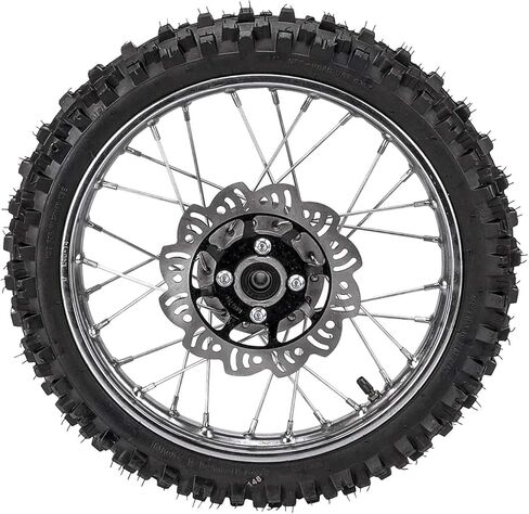 60/100-14 Front & 80/100-12 Rear Wheel Tire Rim With 12mm Bearing & Sprocket and Brake Disc Rotor Assembly for Dirt Pit Bike in Kuwait