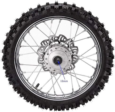 60/100-14 Front & 80/100-12 Rear Wheel Tire Rim With 12mm Bearing & Sprocket and Brake Disc Rotor Assembly for Dirt Pit Bike in Kuwait