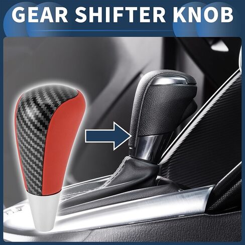 Automatic Gear Shifter Knob, Front Automotive Gearbox Stick Shifter Lever Knob for Toyota 4Runner 2003-2021 Plastic Faux Leather Black Red, 1 Pc in Saudi Arabia