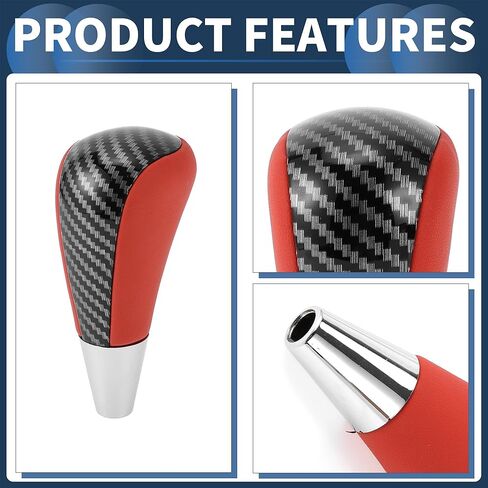 Automatic Gear Shifter Knob, Front Automotive Gearbox Stick Shifter Lever Knob for Toyota 4Runner 2003-2021 Plastic Faux Leather Black Red, 1 Pc in Saudi Arabia