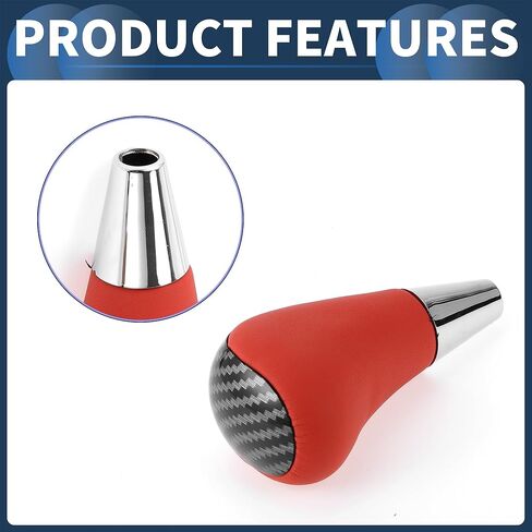 Automatic Gear Shifter Knob, Front Automotive Gearbox Stick Shifter Lever Knob for Toyota 4Runner 2003-2021 Plastic Faux Leather Black Red, 1 Pc in Saudi Arabia