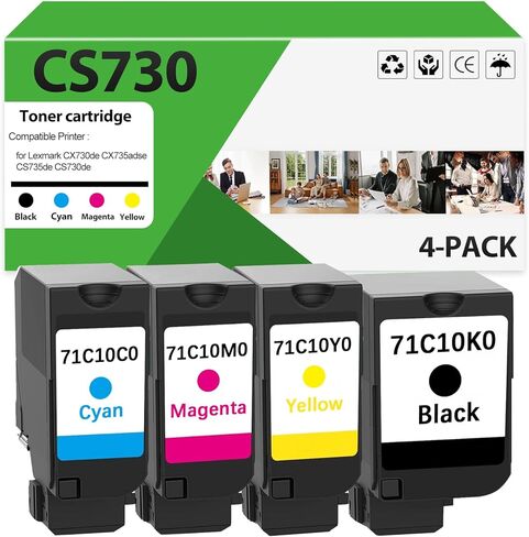 CS730 Toner Cartridges Replacement for 71C10K0 71C10C0 71C10Y0 71C10M0 Toner Cartridge Work for Lexmark CX730de CX735adse CS735de CS730de Printers（4 Pack） in Kuwait