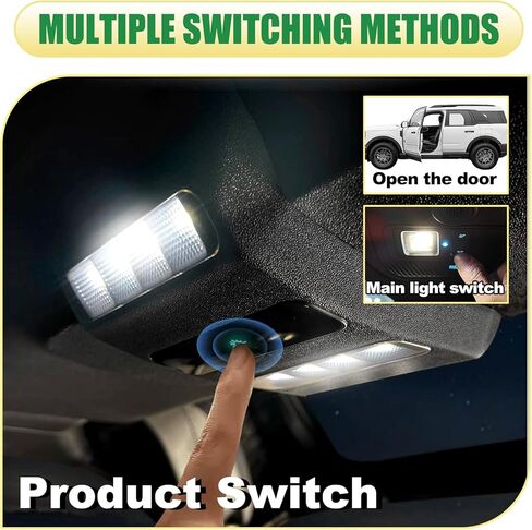 Rear Ceiling Lights for Ford Bronco Accessories 2024 2021-2025 Black Touch Switch Led Roof Lamp Trunk Cargo Reading Lights (Only for 2 Door) in Kuwait