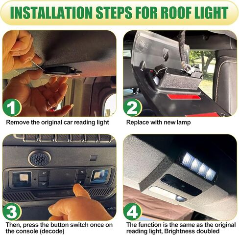 Rear Ceiling Lights for Ford Bronco Accessories 2024 2021-2025 Black Touch Switch Led Roof Lamp Trunk Cargo Reading Lights (Only for 2 Door) in Kuwait