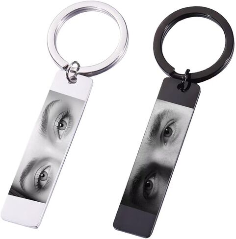Custom Eye Keychain Personalized Keychain with Picture Photo and Text Engraved Stainless Steel Keyring Couple Gift in Saudi Arabia