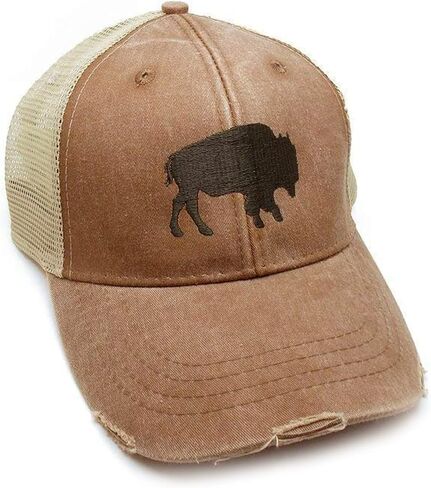 Black Lantern Mens Vintage Trucker Hat – Brown Distressed Embroidered Mesh Snapback Cap in Kuwait