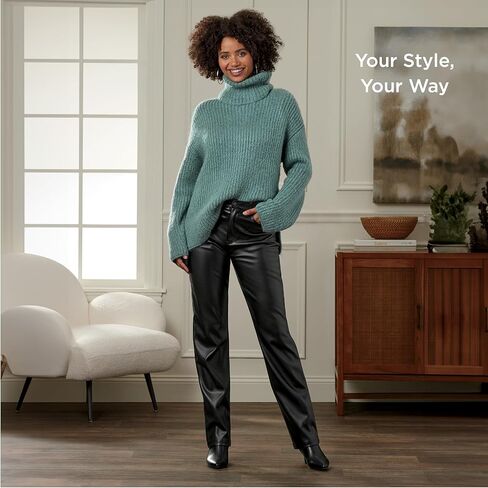 Masseys Women's Faux Leather 5-Pocket Pants in Saudi Arabia