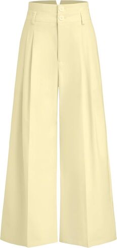 سراويل نسائية من الكتان ذات أرجل واسعة وخصر عالي من CIDER، سراويل مطوية مع جيب in Kuwait