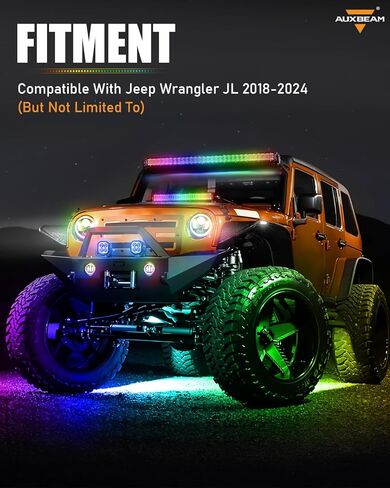 Auxbeam RGB LED 9 Inch Headlights+4 Inch Fog Lights, Bluetooth APP Control DOT-Approved Headlights Fog Lights w/DRL Turn Signal, Compatible with Jeep Wrangler JL JLU 2018-2024, 1-Year Warranty in Saudi Arabia