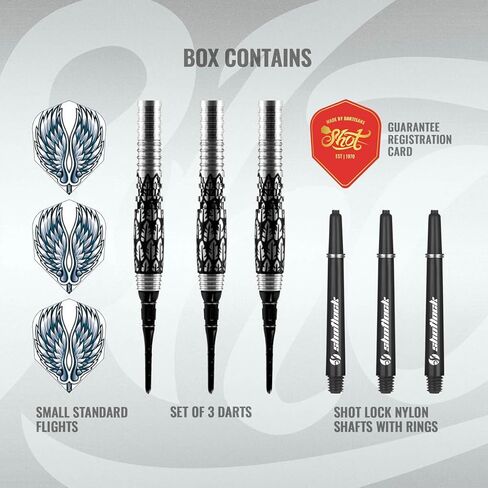 Shot Darts Soft Tip, Birds of Prey Kite (18g/20g), 80% Tungsten Barrel, Front Weighted, Professional Dart Set & Flights Made in New Zealand, Plastic Tip for Electronic Dartboard in Saudi Arabia