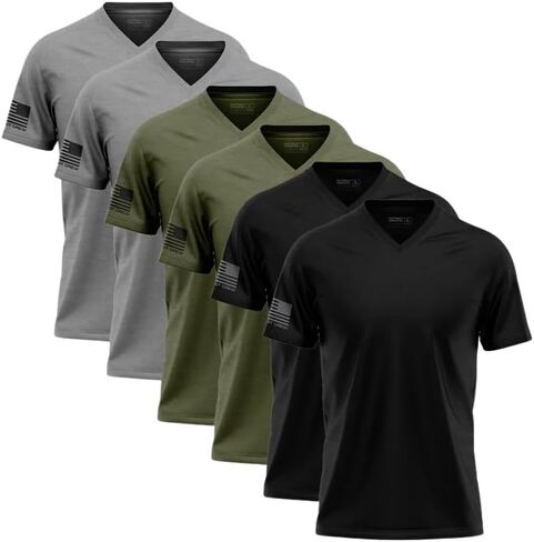 تي شيرت Patriot Crew Essentials Flag V 6 Pack للجنسين من القطن الناعم والبوليستر مقاس ممتاز in Kuwait