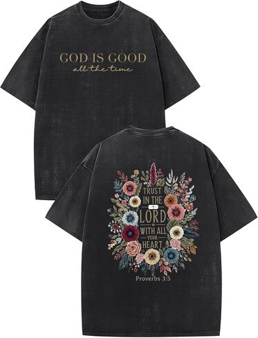 Christian Shirts for Men GOD is Good Graphic Tees Oversized Jesus Religious Tshirt Retro Washed Tops in Saudi Arabia
