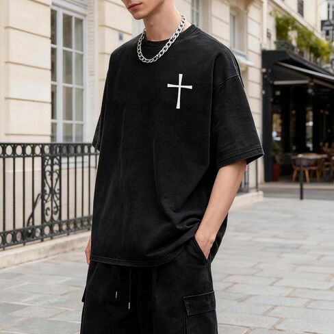 Christian Shirts for Men GOD is Good Graphic Tees Oversized Jesus Religious Tshirt Retro Washed Tops in Saudi Arabia