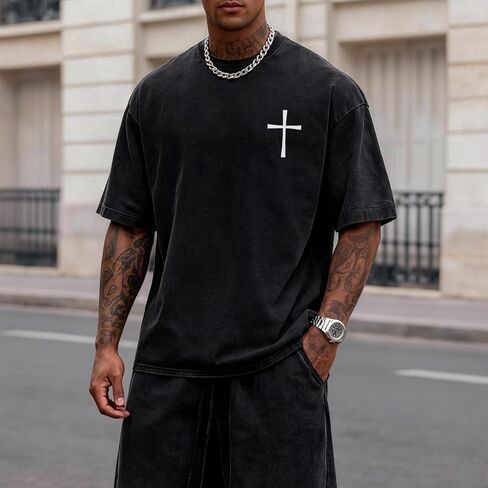 Christian Shirts for Men GOD is Good Graphic Tees Oversized Jesus Religious Tshirt Retro Washed Tops in Saudi Arabia