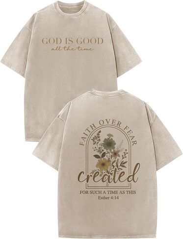 Christian Shirts for Men GOD is Good Graphic Tees Oversized Jesus Religious Tshirt Retro Washed Tops in Saudi Arabia