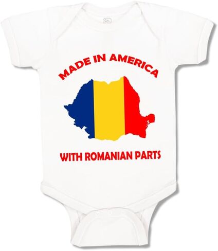 Baby Bodysuit Made in America with Romanian Parts Funny Boy & Girl Clothes White in Saudi Arabia