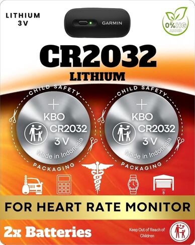 Heart Rate Monitor Chest Strap Batteries (2-Pack) CR2032 – Garmin HRM 200, HRM-Dual, Powr Labs, COOSPO, Magene, MOOFIT, KYTO – Heart-Rate Chest Strap Battery Replacement Kit in Kuwait