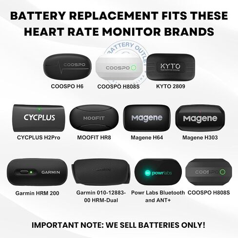 Heart Rate Monitor Chest Strap Batteries (2-Pack) CR2032 – Garmin HRM 200, HRM-Dual, Powr Labs, COOSPO, Magene, MOOFIT, KYTO – Heart-Rate Chest Strap Battery Replacement Kit in Kuwait