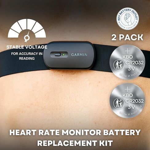 Heart Rate Monitor Chest Strap Batteries (2-Pack) CR2032 – Garmin HRM 200, HRM-Dual, Powr Labs, COOSPO, Magene, MOOFIT, KYTO – Heart-Rate Chest Strap Battery Replacement Kit in Kuwait