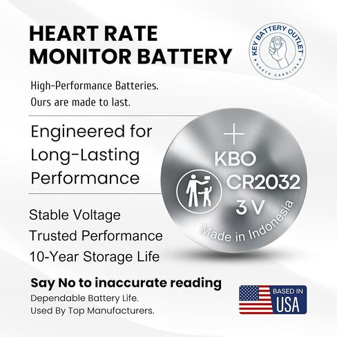 Heart Rate Monitor Chest Strap Batteries (2-Pack) CR2032 – Garmin HRM 200, HRM-Dual, Powr Labs, COOSPO, Magene, MOOFIT, KYTO – Heart-Rate Chest Strap Battery Replacement Kit in Kuwait